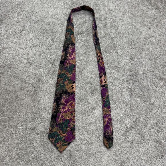 Oleg Cassini Other - Oleg Cassini Vintage 90s Silk Necktie Mens Floral Abstract Purple Green Designer